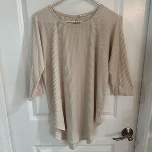 Pure + Good Anthropologie Top Small Tan Thermal Waffle Knit Classic Capsule Boho